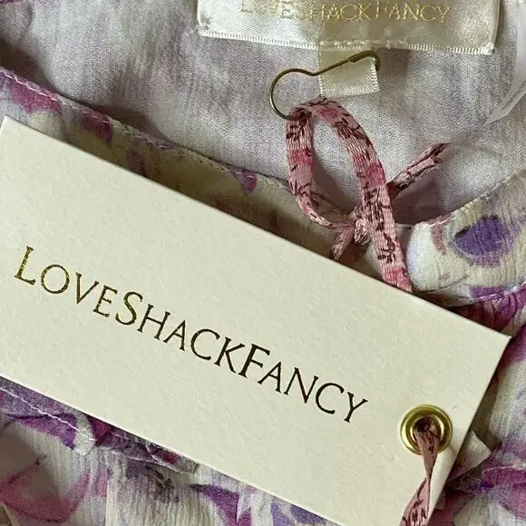 Love Shack Fancy Magenta Starlight Julio Silk Midi Dress Size XXS - Picture 13 of 13